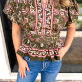Forevermore Floral Blouse-200 Fashion Blouses-ENTRO-July & June Women's Fashion Boutique Located in San Antonio, Texas