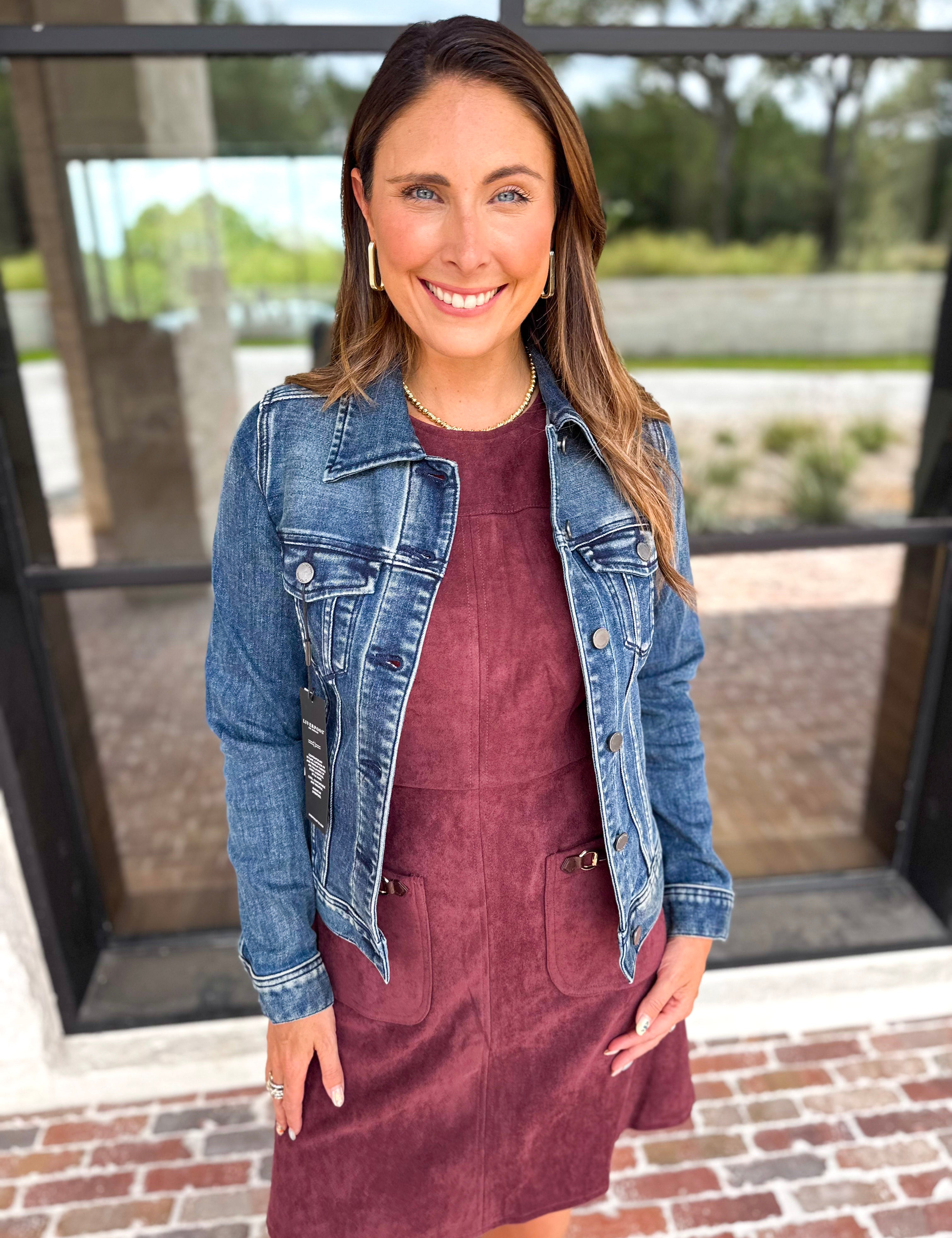 LIVERPOOL - Classic Jean Jacket-600 Outerwear-LIVERPOOL JEANS COMPANY-July & June Women's Fashion Boutique Located in San Antonio, Texas