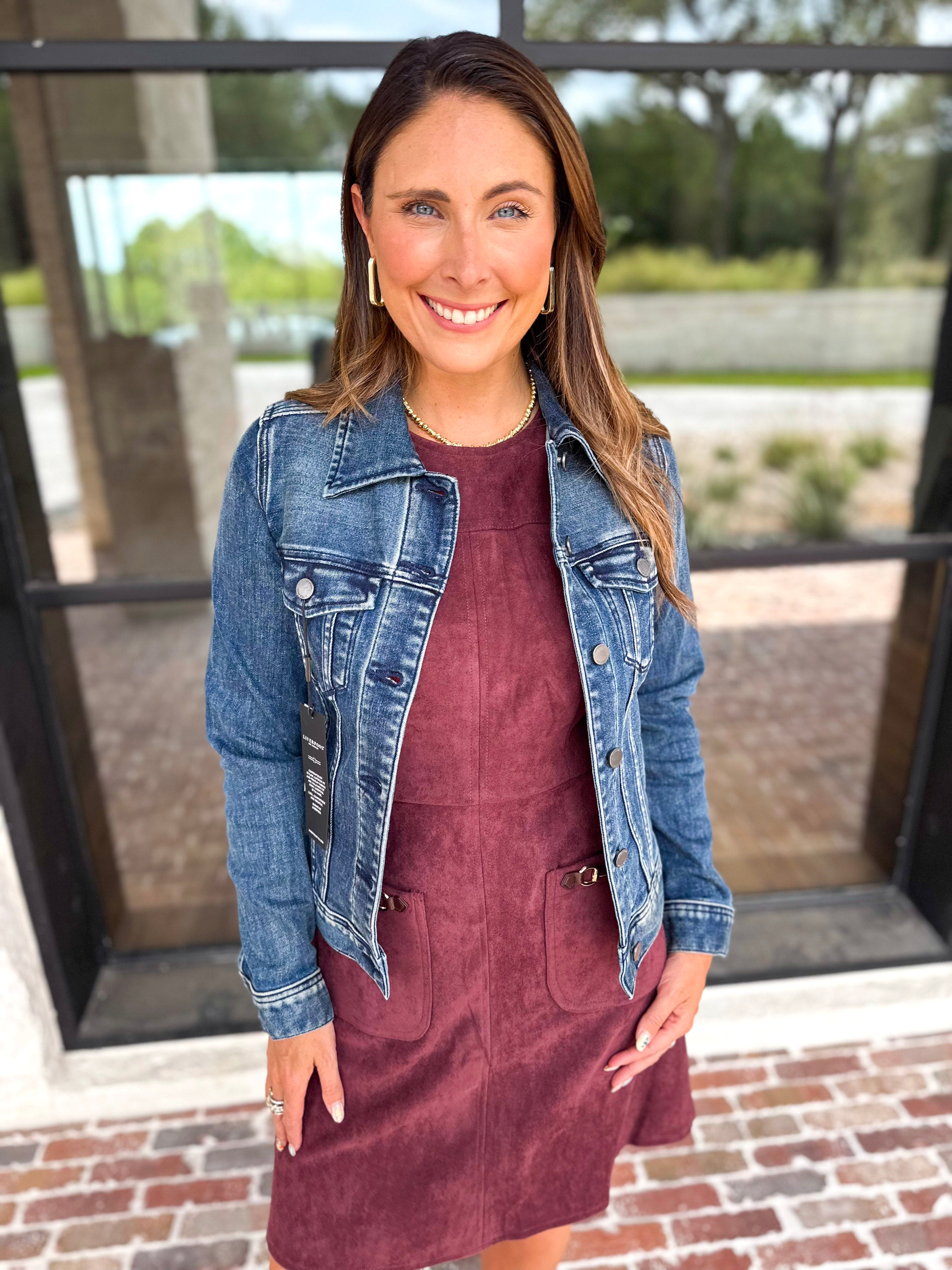 LIVERPOOL - Classic Jean Jacket-600 Outerwear-LIVERPOOL JEANS COMPANY-July & June Women's Fashion Boutique Located in San Antonio, Texas