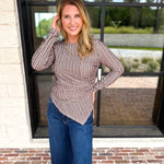 Liverpool - Asymmetrical Striped Blouse-200 Fashion Blouses-LIVERPOOL JEANS COMPANY-July & June Women's Fashion Boutique Located in San Antonio, Texas