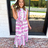 THML - Lillian Pink Floral Midi Dress-500 Midi-THML-July & June Women's Fashion Boutique Located in San Antonio, Texas