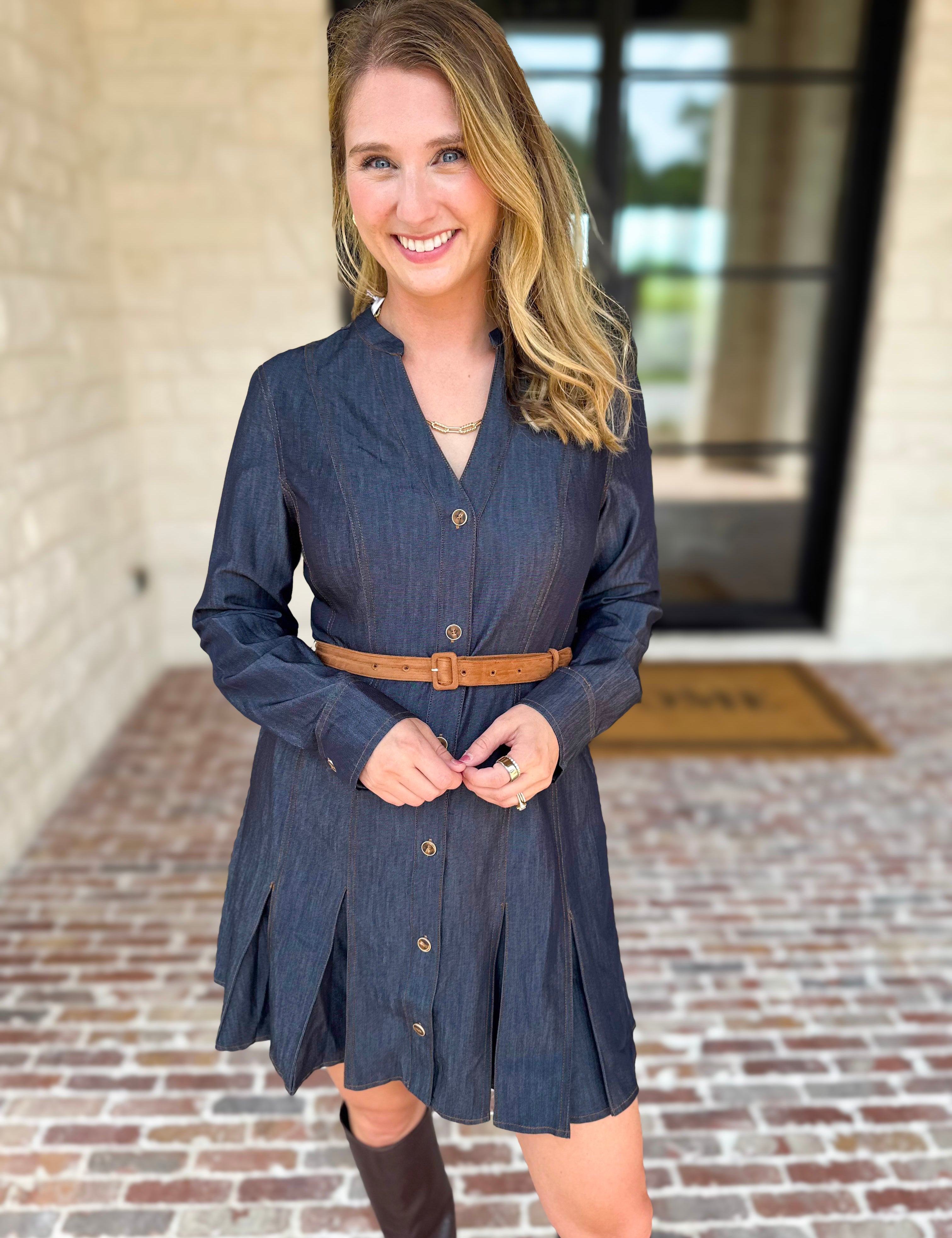 Current Air - Chic Denim Daydream Mini Dress-510 Mini-CURRENT AIR CLOTHING-July & June Women's Fashion Boutique Located in San Antonio, Texas