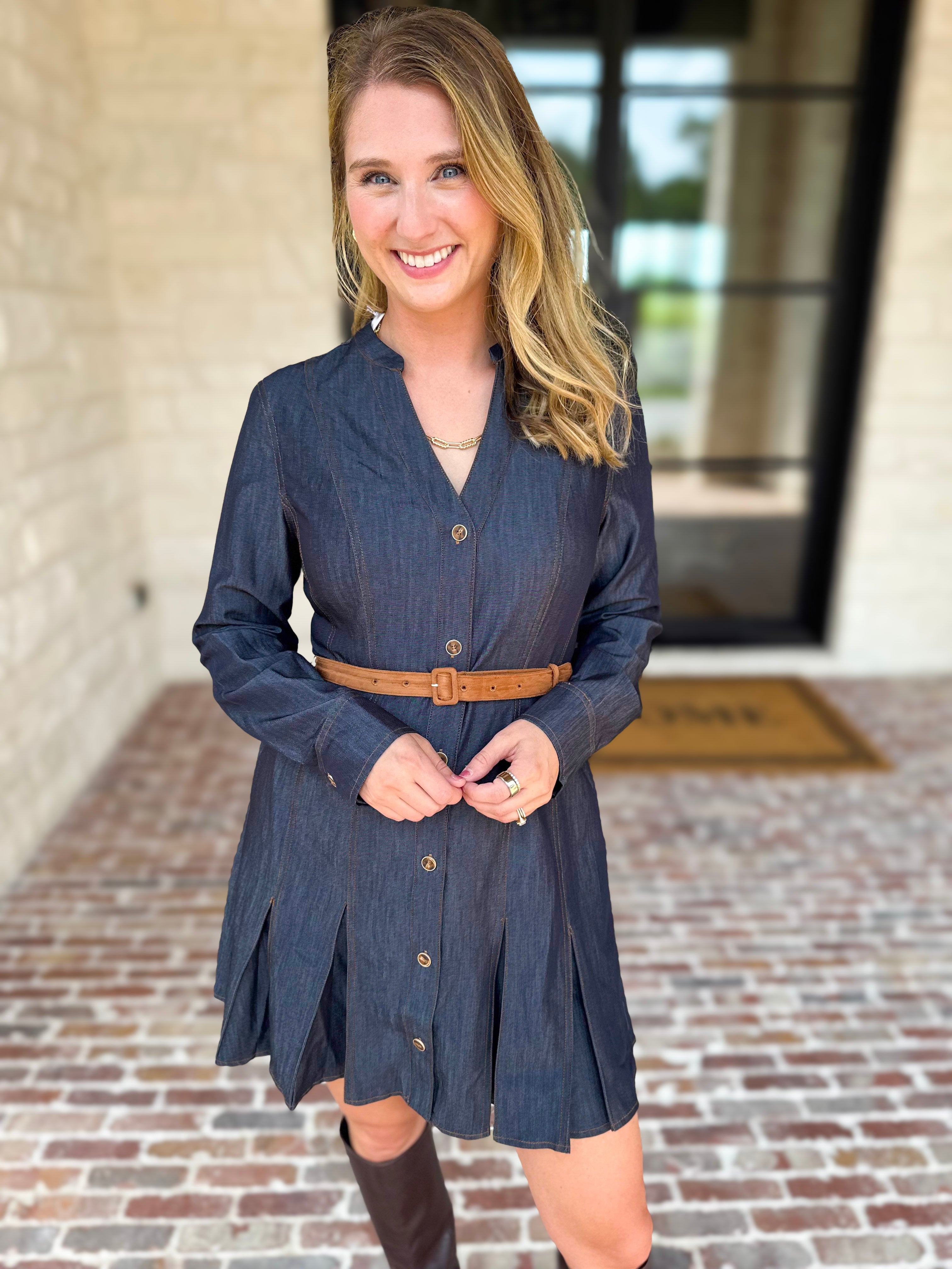 Current Air - Chic Denim Daydream Mini Dress-510 Mini-CURRENT AIR CLOTHING-July & June Women's Fashion Boutique Located in San Antonio, Texas