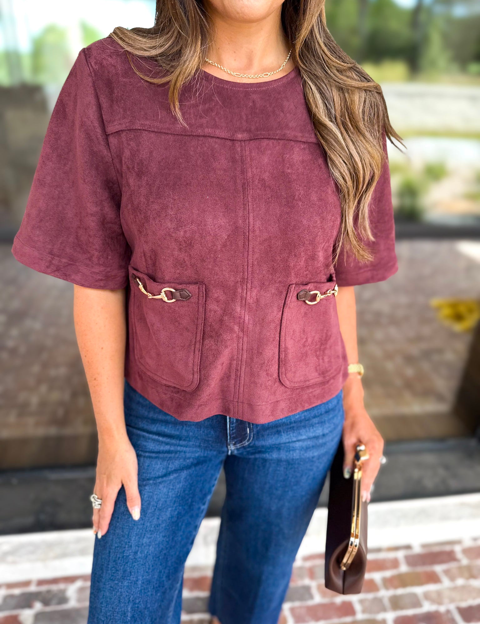 In Style Suede Top - Merlot-200 Fashion Blouses-ENTRO-July & June Women's Fashion Boutique Located in San Antonio, Texas