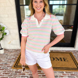 Mary Square - Multi Stripe Knit Top-230 Sweaters/Cardis-MARY SQUARE-July & June Women's Fashion Boutique Located in San Antonio, Texas
