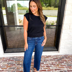 Cap Sleeve Knit Top - Black-230 Sweaters/Cardis-PINCH-July & June Women's Fashion Boutique Located in San Antonio, Texas