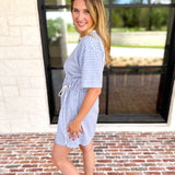 Blue Gingham On-The-Go Mini Dress-510 Mini-ENTRO-July & June Women's Fashion Boutique Located in San Antonio, Texas