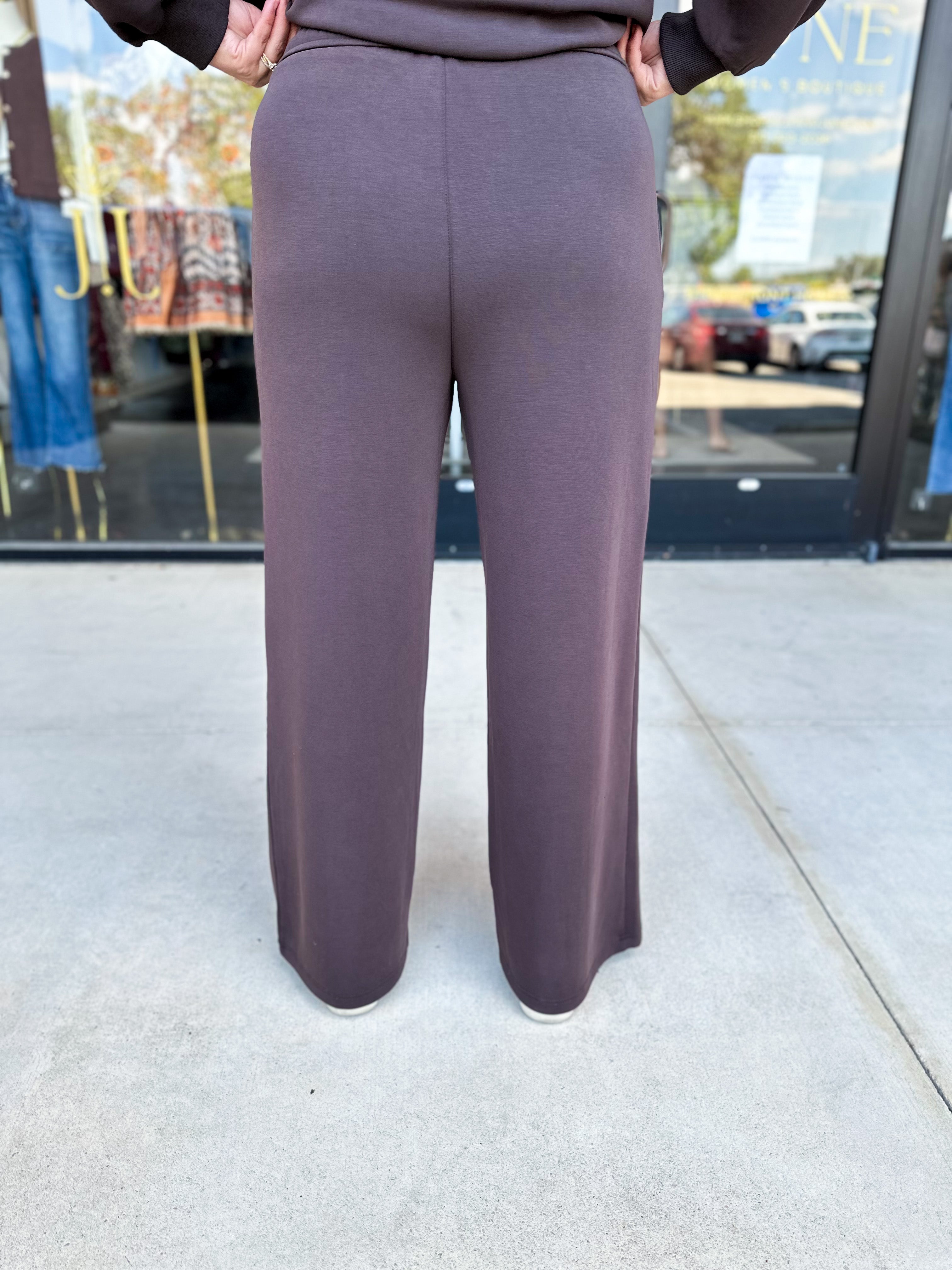 Soft Modal Lounge Pants - Chocolate-300 Athleisure/Lounge-SKIES ARE BLUE-July & June Women's Fashion Boutique Located in San Antonio, Texas