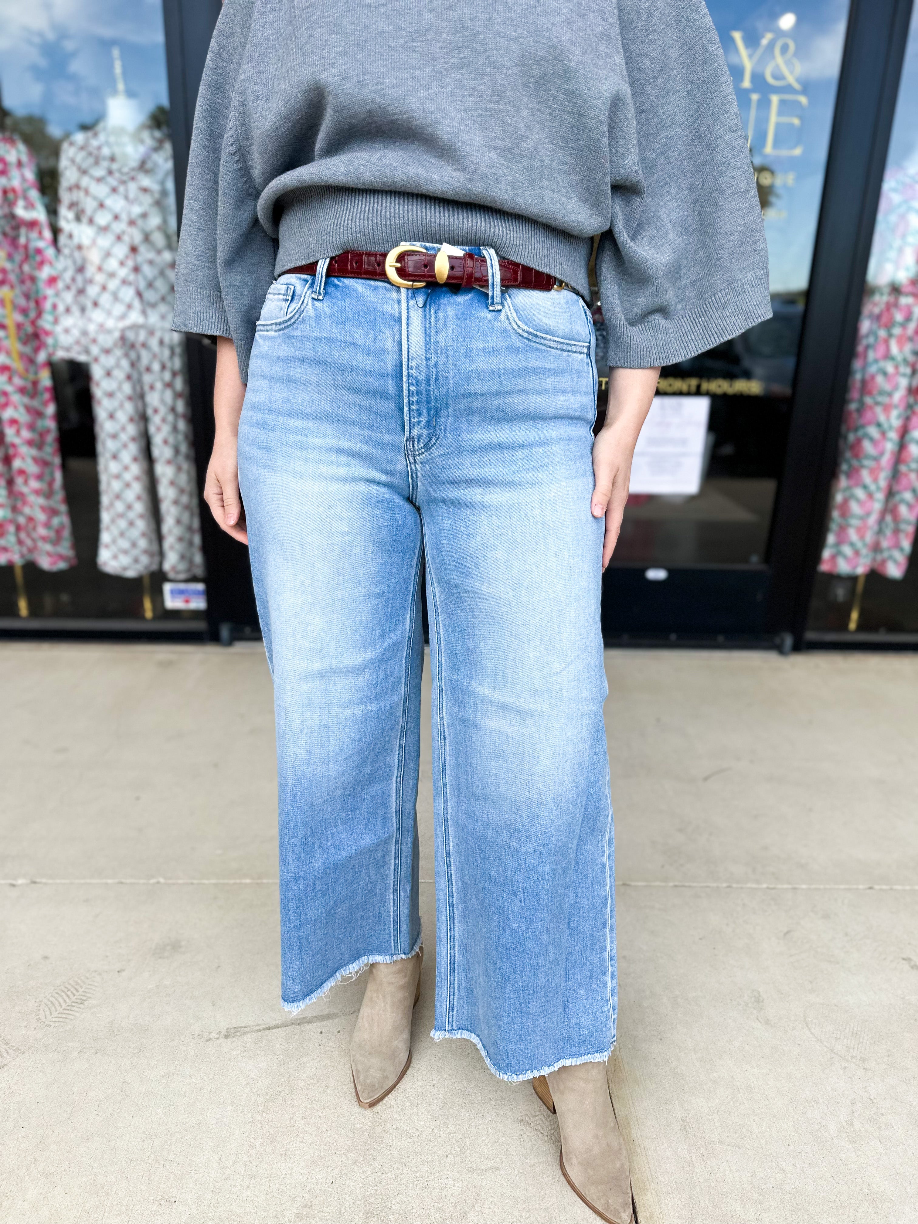 Vervet - High Rise Comfort Stretch Wide Leg Jeans-400 Pants-VEVERT BY FLYING MONKEY-July & June Women's Fashion Boutique Located in San Antonio, Texas