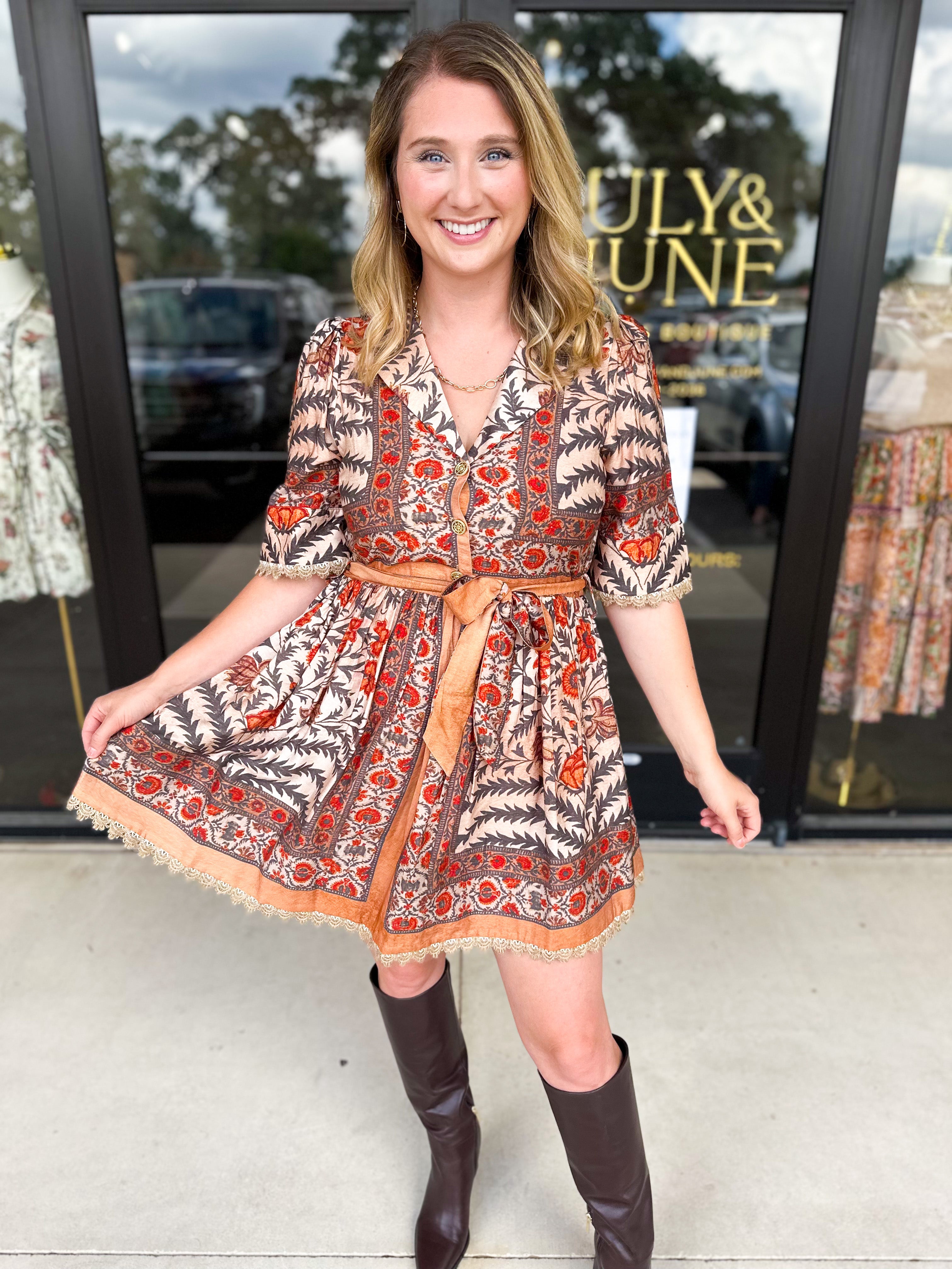Charcoal Boho Mini Dress-510 Mini-ENTRO-July & June Women's Fashion Boutique Located in San Antonio, Texas