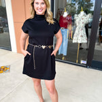 Mock Neck Knit Mini Dress - Black-510 Mini-ENTRO-July & June Women's Fashion Boutique Located in San Antonio, Texas