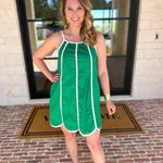 Kelly Green Scalloped Mini Dress-510 Mini-TCEC-July & June Women's Fashion Boutique Located in San Antonio, Texas