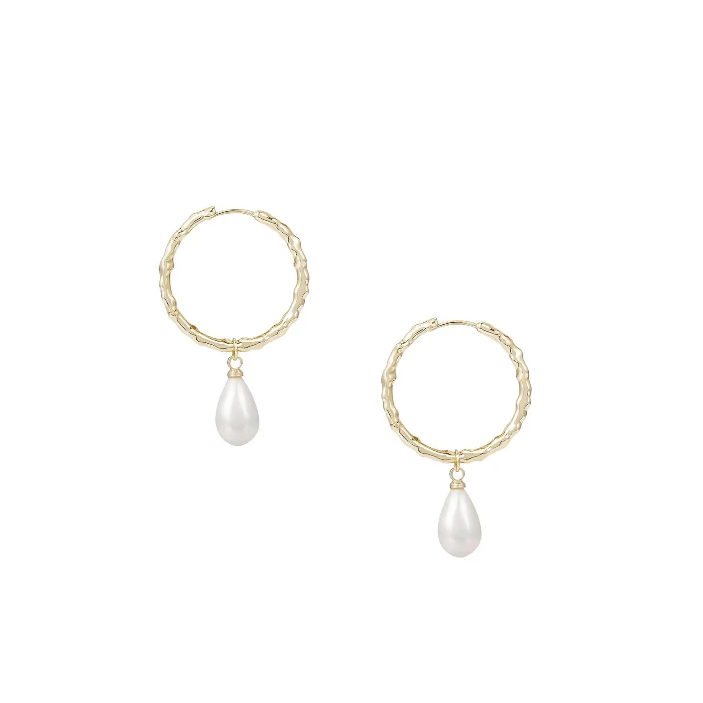 Natalie Wood - Adorned Pearl Drop Huggie Earrings Gold-120 Jewelry & Hair-Natalie Wood-July & June Women's Fashion Boutique Located in San Antonio, Texas