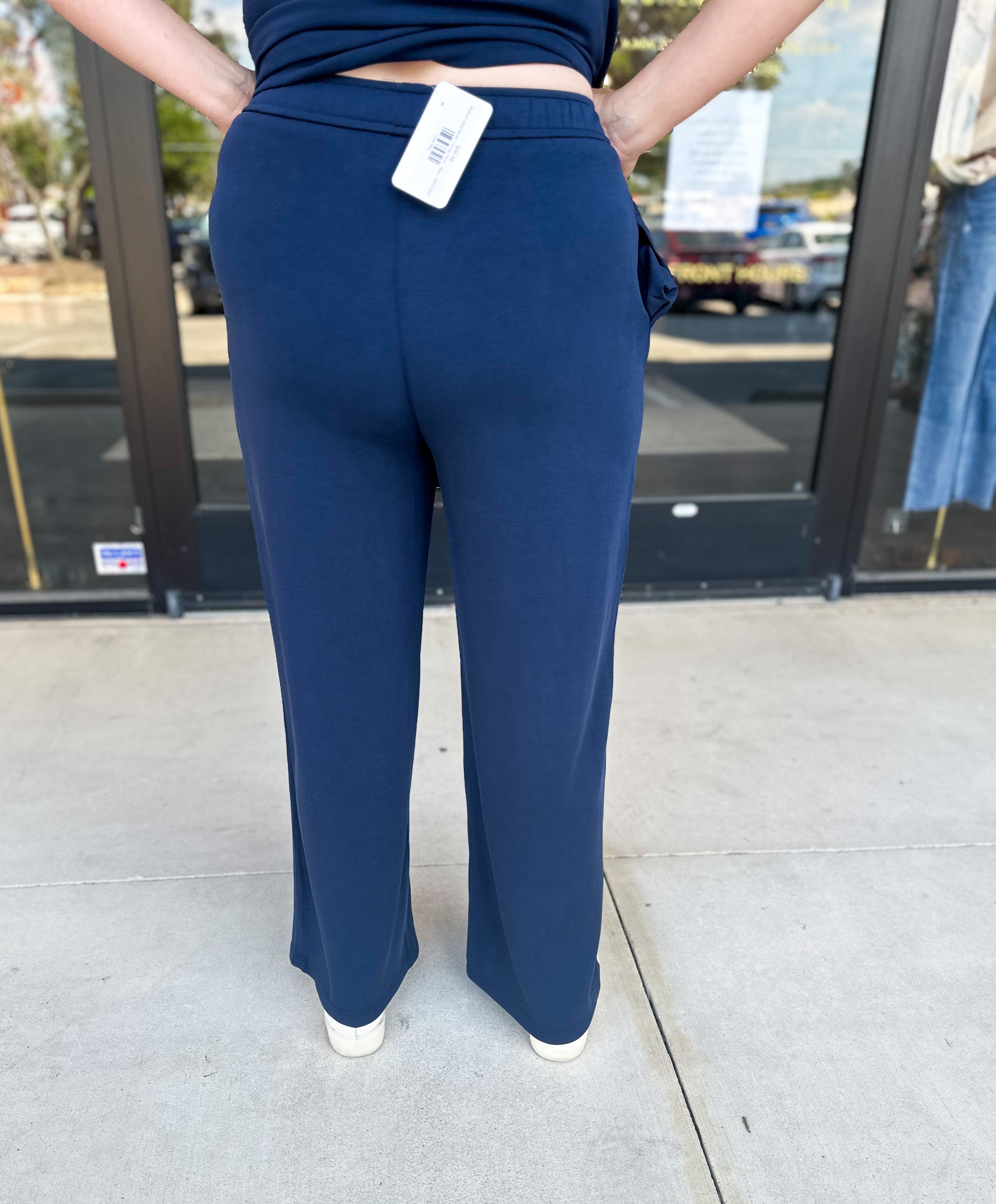 Soft Modal Lounge Pants - Navy - RESTOCK-300 Athleisure/Lounge-SKIES ARE BLUE-July & June Women's Fashion Boutique Located in San Antonio, Texas