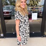 Black & White Abstract Mini Dress-510 Mini-PINCH-July & June Women's Fashion Boutique Located in San Antonio, Texas