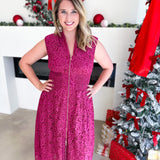 Elegant Lace Midi Dress - Merlot-500 Midi-FATE-July & June Women's Fashion Boutique Located in San Antonio, Texas
