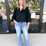 Everyday Comfy Long Sleeve - Black-210 Casual Blouses-JODIFL-July & June Women's Fashion Boutique Located in San Antonio, Texas