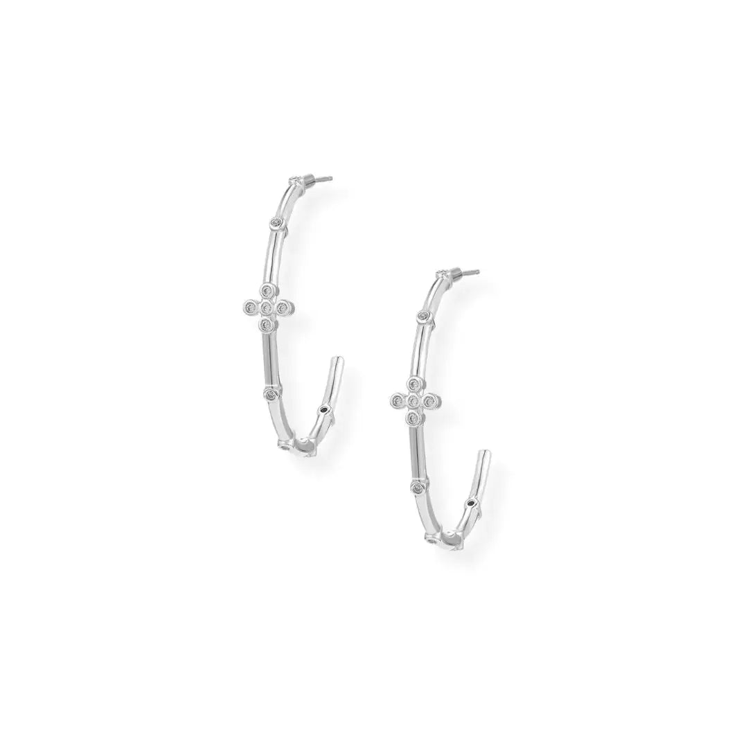 Natalie Wood - Legacy Cross Hoop Earrings - Silver-110 Jewelry & Hair-Natalie Wood-July & June Women's Fashion Boutique Located in San Antonio, Texas