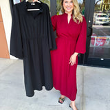 Classic Midi Dress - Deep Red-500 Midi-JODIFL-July & June Women's Fashion Boutique Located in San Antonio, Texas