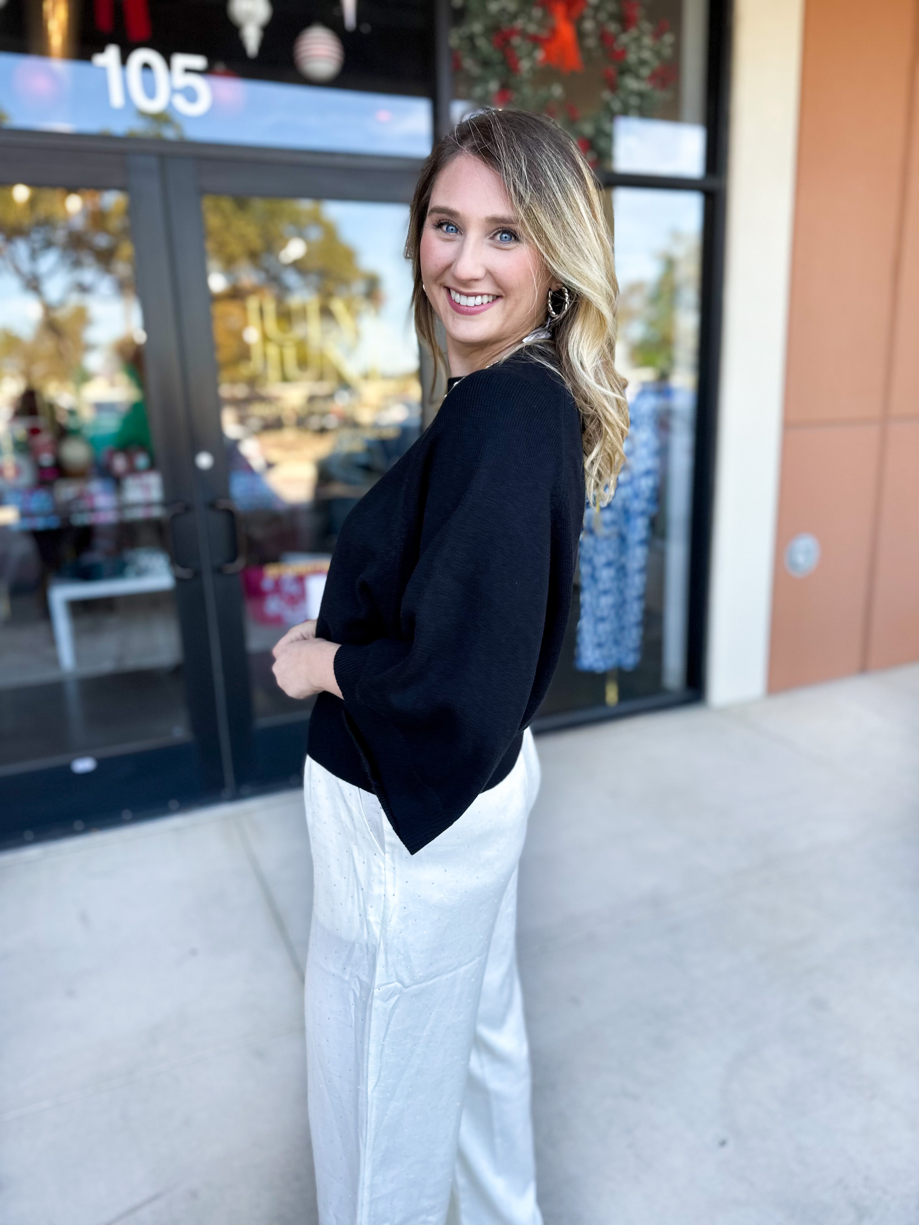 Fall's Favorite Sweater Top - Black-230 Sweaters/Cardis-FATE-July & June Women's Fashion Boutique Located in San Antonio, Texas