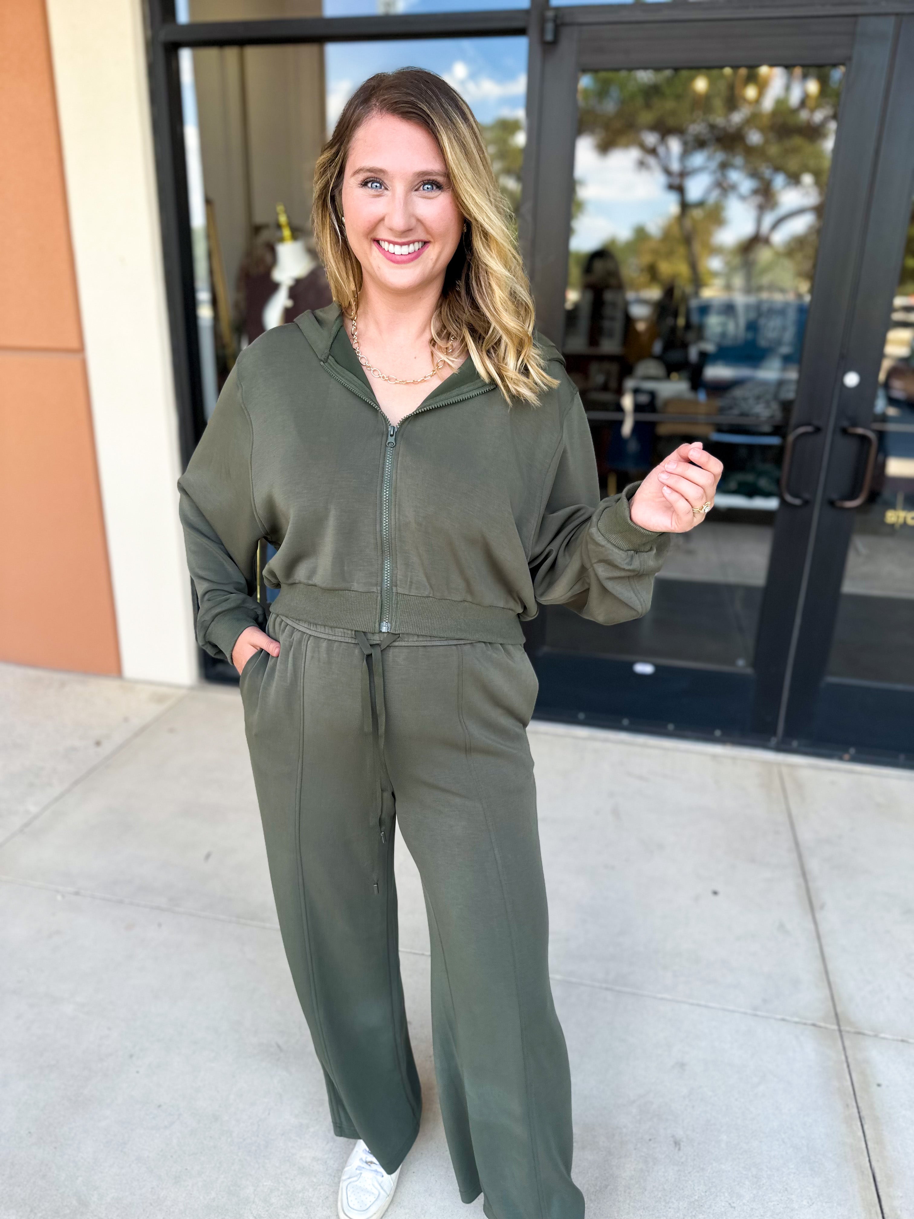 Soft Modal Lounge Pants - Dark Olive-300 Athleisure/Lounge-SKIES ARE BLUE-July & June Women's Fashion Boutique Located in San Antonio, Texas