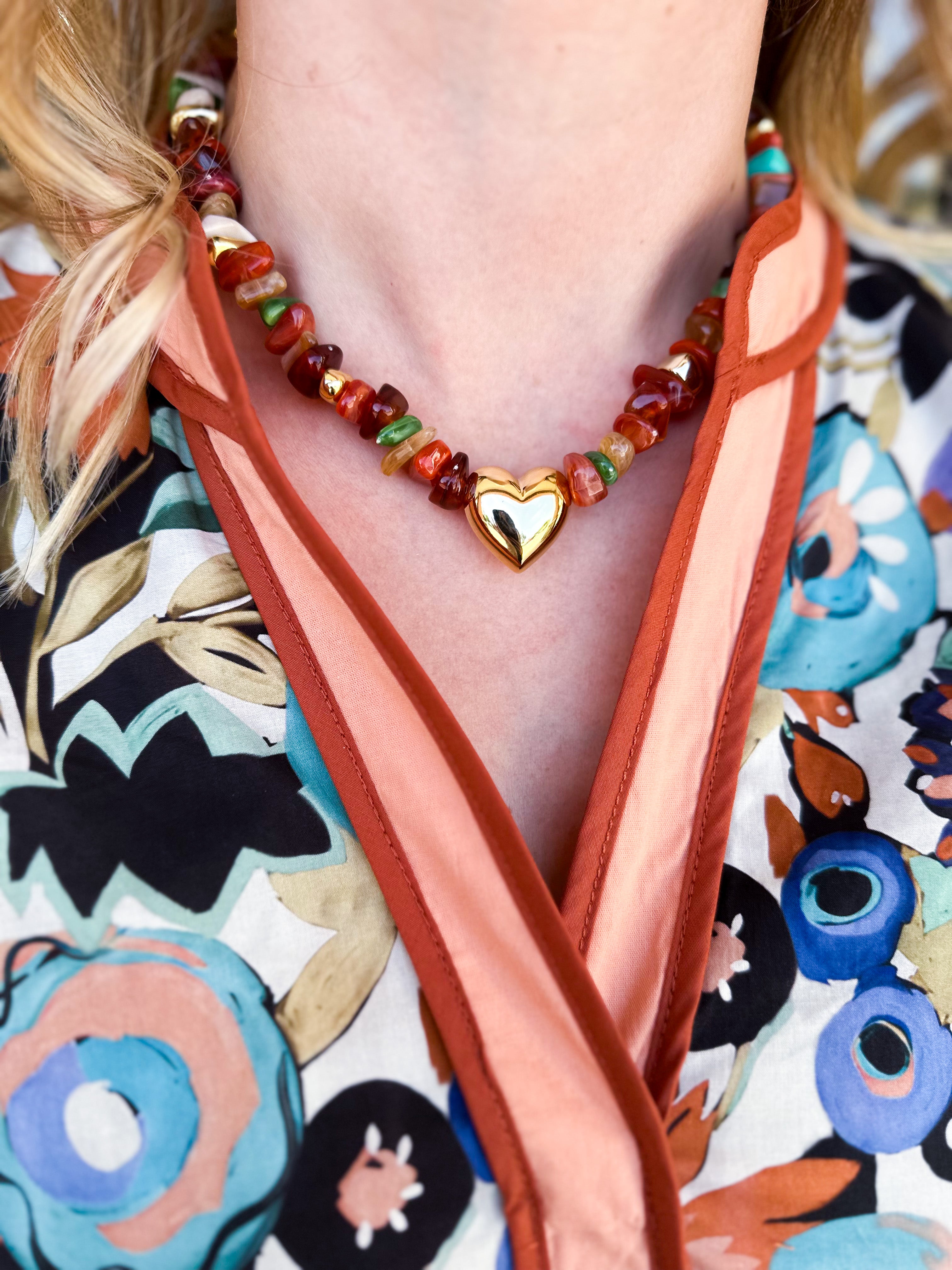 Treasure Jewels - Happy Little Things Heart Beaded Necklace-110 Jewelry & Hair-Treasure Jewels-July & June Women's Fashion Boutique Located in San Antonio, Texas