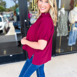 Closet Staple Collared Blouse - Maroon-200 Fashion Blouses-ENTRO-July & June Women's Fashion Boutique Located in San Antonio, Texas