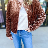 Golden Quilted Jacket-600 Outerwear-FATE-July & June Women's Fashion Boutique Located in San Antonio, Texas