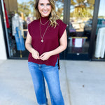 The Abigail Sweater Top - Burgundy-230 Sweaters/Cardis-ENTRO-July & June Women's Fashion Boutique Located in San Antonio, Texas