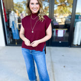 The Abigail Sweater Top - Burgundy-230 Sweaters/Cardis-ENTRO-July & June Women's Fashion Boutique Located in San Antonio, Texas