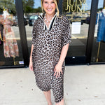Leopard Caftan Midi Dress - Grey-500 Midi-ENTRO-July & June Women's Fashion Boutique Located in San Antonio, Texas