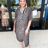 Leopard Caftan Midi Dress - Grey-500 Midi-ENTRO-July & June Women's Fashion Boutique Located in San Antonio, Texas