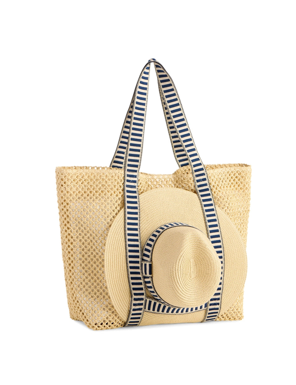 Dorian Tote Bag & Hat Set - Navy-130 ACCESSORIES-SHIRALEAH-July & June Women's Fashion Boutique Located in San Antonio, Texas