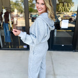 Soft Modal Hooded Jacket - Grey-300 Athleisure/Lounge-SKIES ARE BLUE-July & June Women's Fashion Boutique Located in San Antonio, Texas