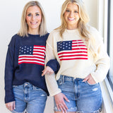 American Vintage Knit Sweater Top - Cream-230 Sweaters/Cardis-JODIFL-July & June Women's Fashion Boutique Located in San Antonio, Texas