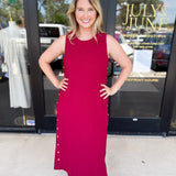 Casual Chic Midi Dress - Cherry-500 Midi-ENTRO-July & June Women's Fashion Boutique Located in San Antonio, Texas