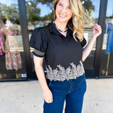 The Olivia Blouse - Black-200 Fashion Blouses-ENTRO-July & June Women's Fashion Boutique Located in San Antonio, Texas