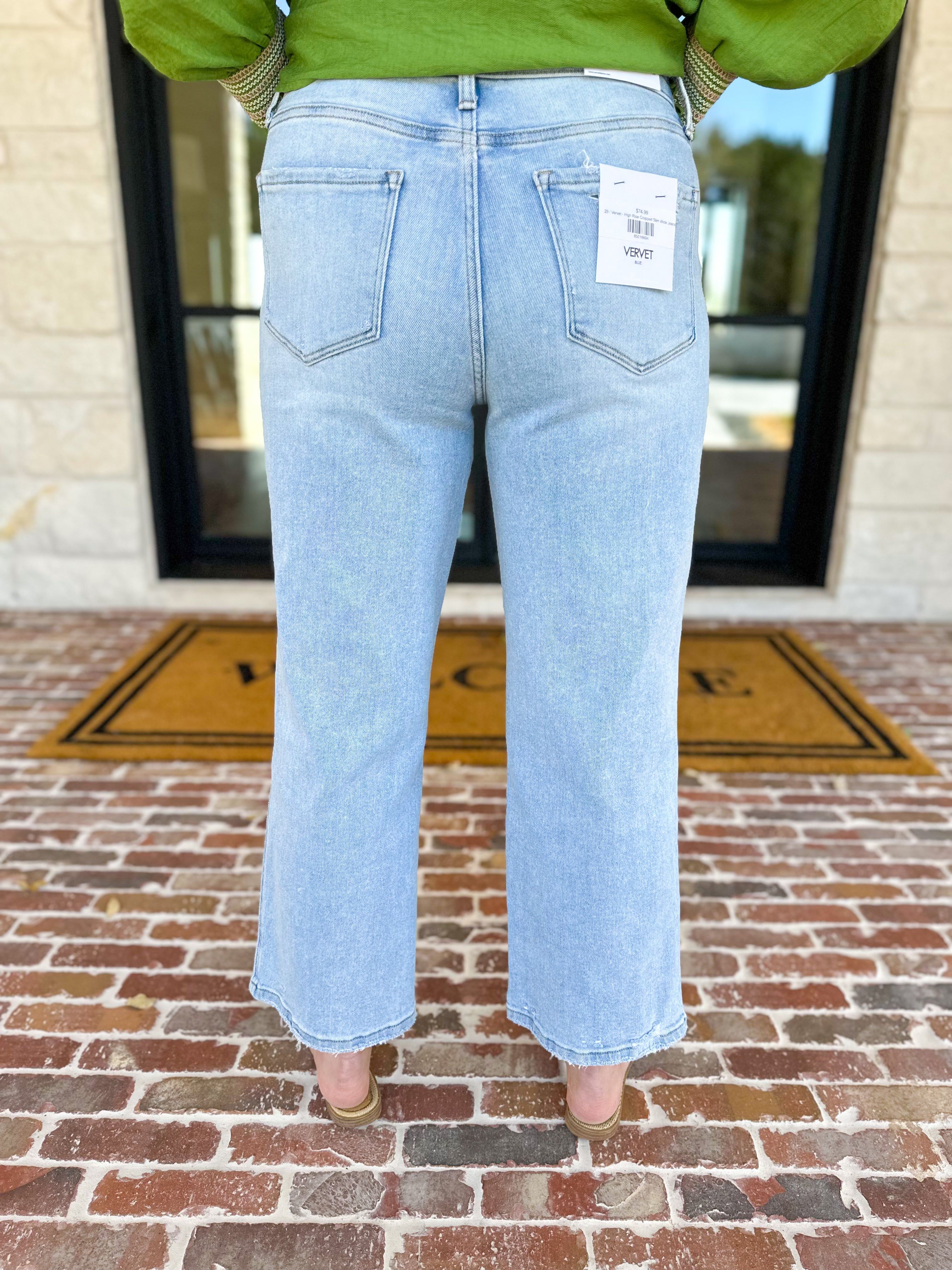 Vervet - High Rise Cropped Slim Wide Jeans-400 Pants-VEVERT BY FLYING MONKEY-July & June Women's Fashion Boutique Located in San Antonio, Texas