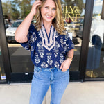 The Frankie Blouse - Navy-200 Fashion Blouses-ENTRO-July & June Women's Fashion Boutique Located in San Antonio, Texas