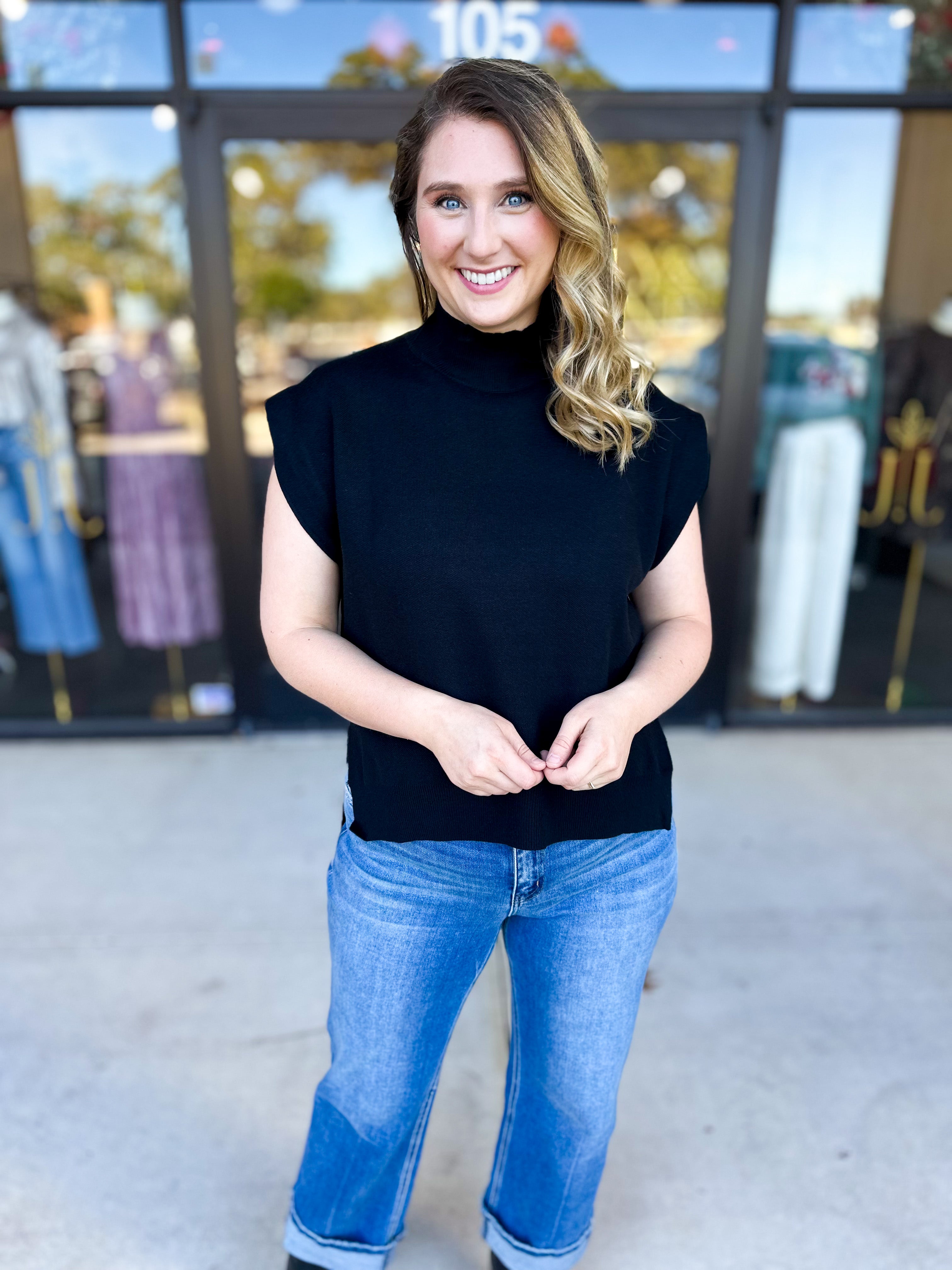 The Abigail Sweater Top - Black-230 Sweaters/Cardis-ENTRO-July & June Women's Fashion Boutique Located in San Antonio, Texas