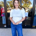 Pink Friday Doorbuster - Chic Short Sleeve Sweater Top - Ivory - ONLINE-PINK FRIDAY DOORBUSTERS-ZENANA-July & June Women's Fashion Boutique Located in San Antonio, Texas