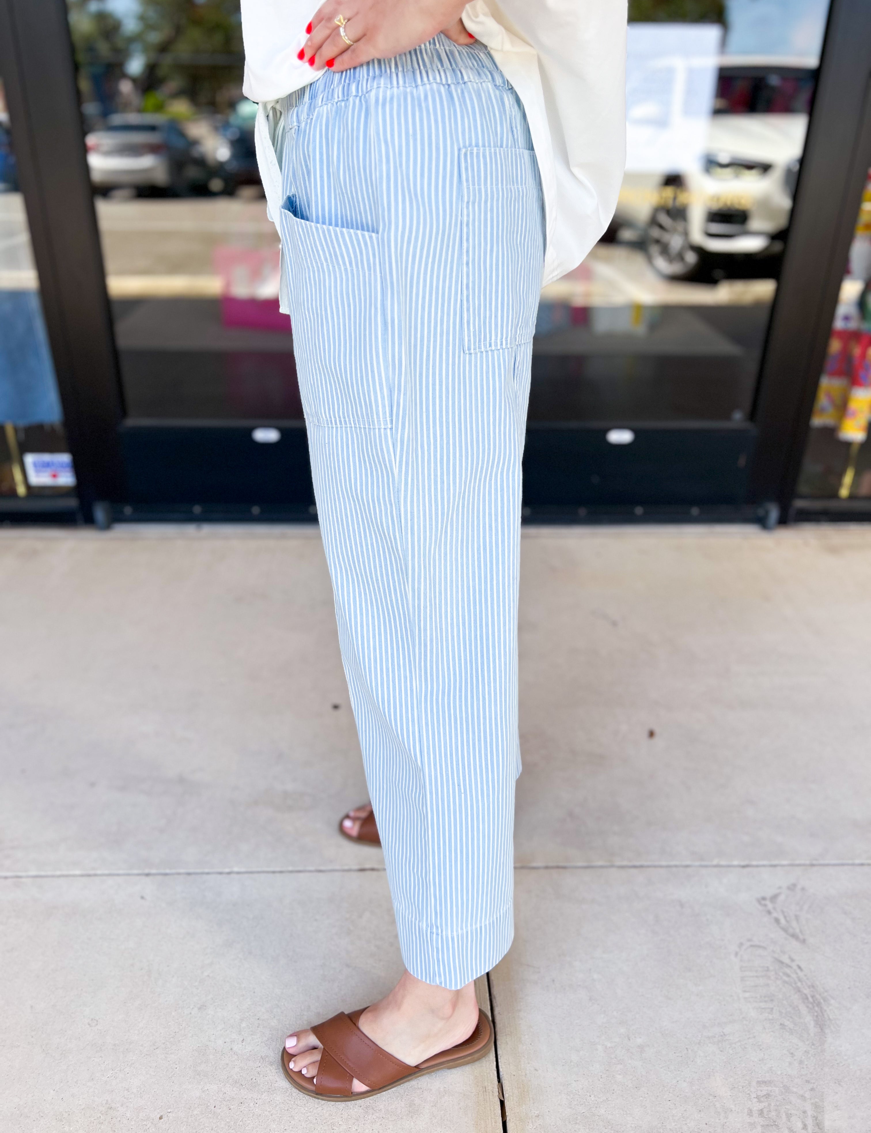 Vintage Denim Drawstring Pants-400 Pants-&MERCI-July & June Women's Fashion Boutique Located in San Antonio, Texas