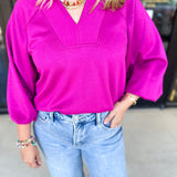 Everyday Comfy Long Sleeve - Pink-210 Casual Blouses-JODIFL-July & June Women's Fashion Boutique Located in San Antonio, Texas