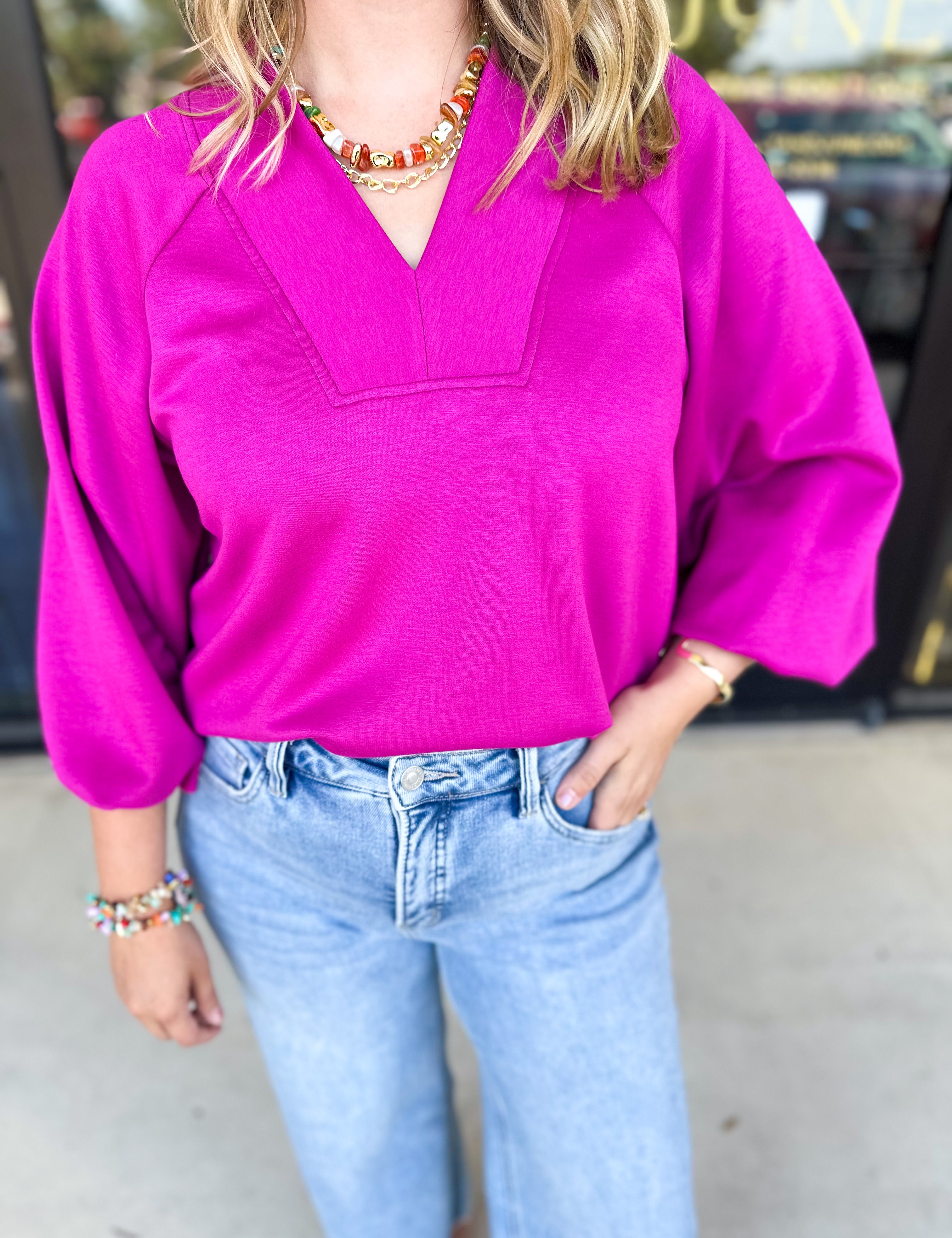 Everyday Comfy Long Sleeve - Pink-210 Casual Blouses-JODIFL-July & June Women's Fashion Boutique Located in San Antonio, Texas