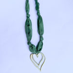 Scarf Necklace - Olive Open Heart-110 Jewelry & Hair-HART DESIGNS-July & June Women's Fashion Boutique Located in San Antonio, Texas