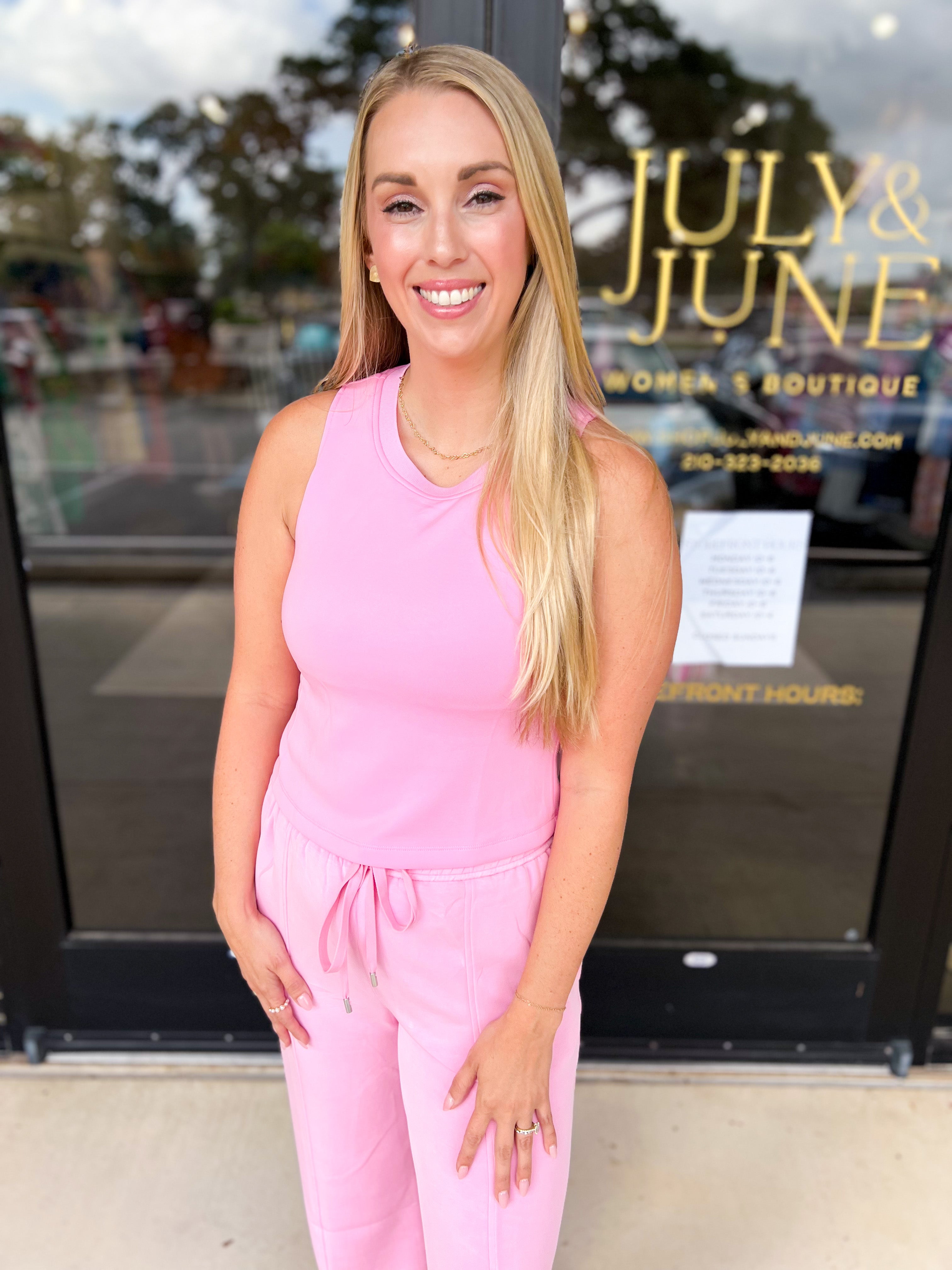 Soft Modal Tanks - Pink-210 Casual Blouses-SKIES ARE BLUE-July & June Women's Fashion Boutique Located in San Antonio, Texas