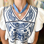 Scarf Necklace - Baby Blue & Crystal-110 Jewelry & Hair-HART DESIGNS-July & June Women's Fashion Boutique Located in San Antonio, Texas
