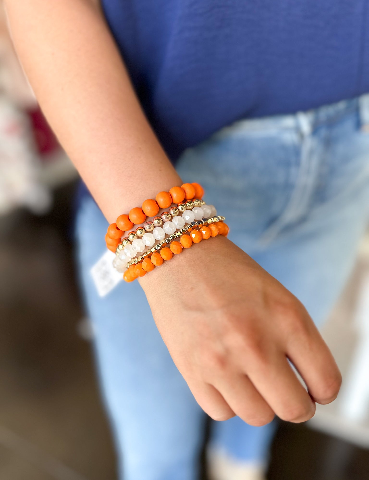 Michelle McDowell - Bracelet Set - Orange & White-110 Jewelry & Hair-Michelle McDowell-July & June Women's Fashion Boutique Located in San Antonio, Texas