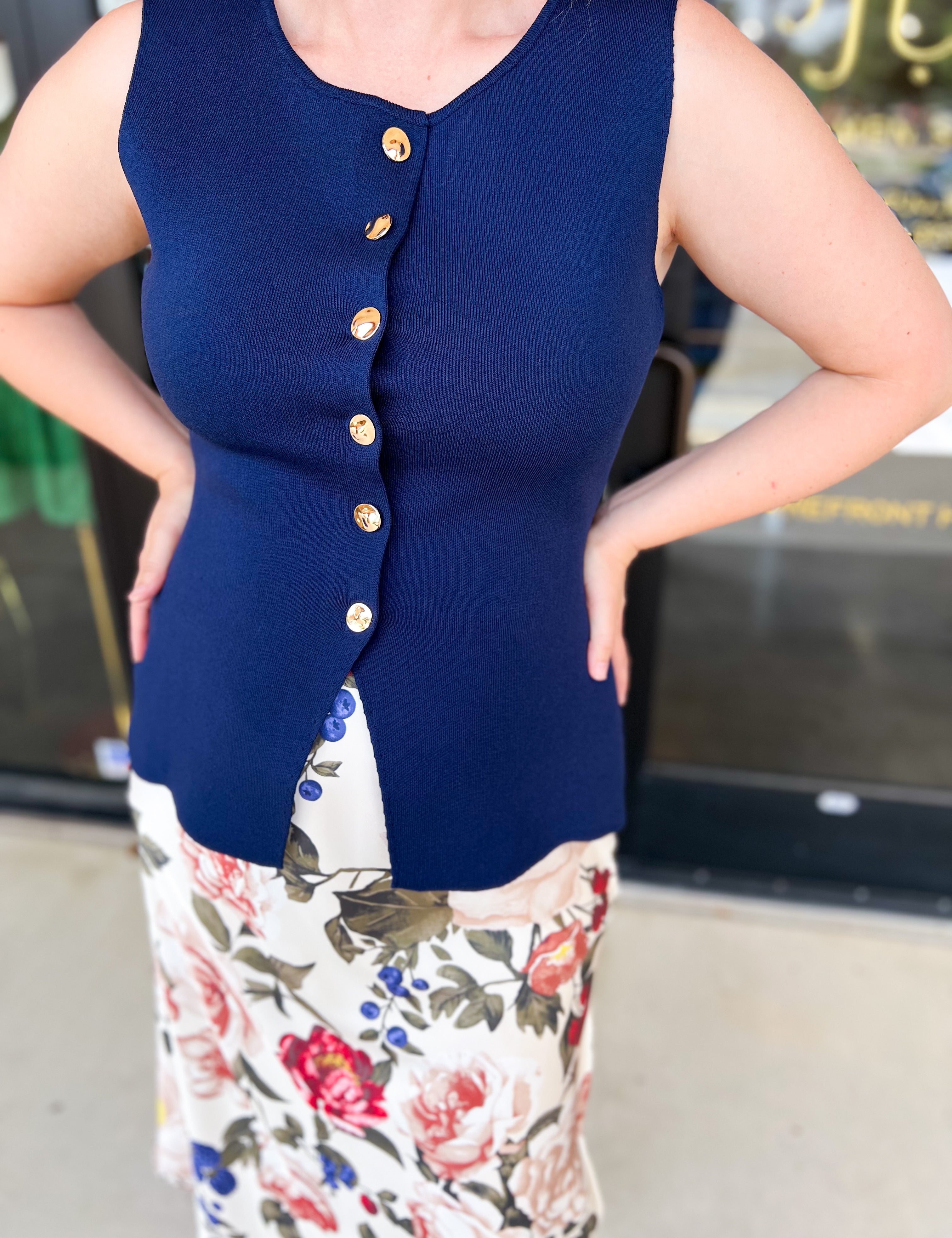 The Sophie Vest - Navy-600 Outerwear-SKIES ARE BLUE-July & June Women's Fashion Boutique Located in San Antonio, Texas
