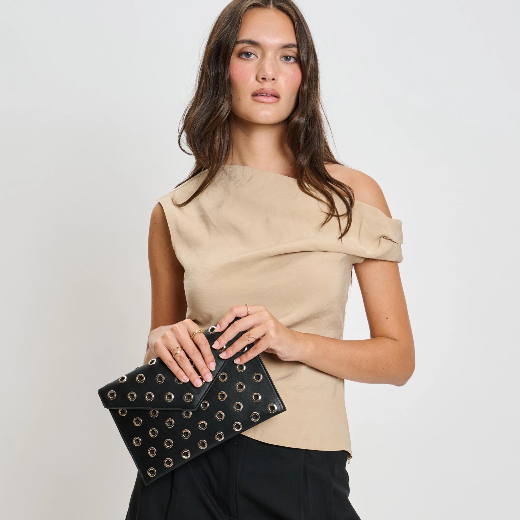 Ramona Gromet Crossbody Bag - Black-130 ACCESSORIES-Moda Luxe-July & June Women's Fashion Boutique Located in San Antonio, Texas
